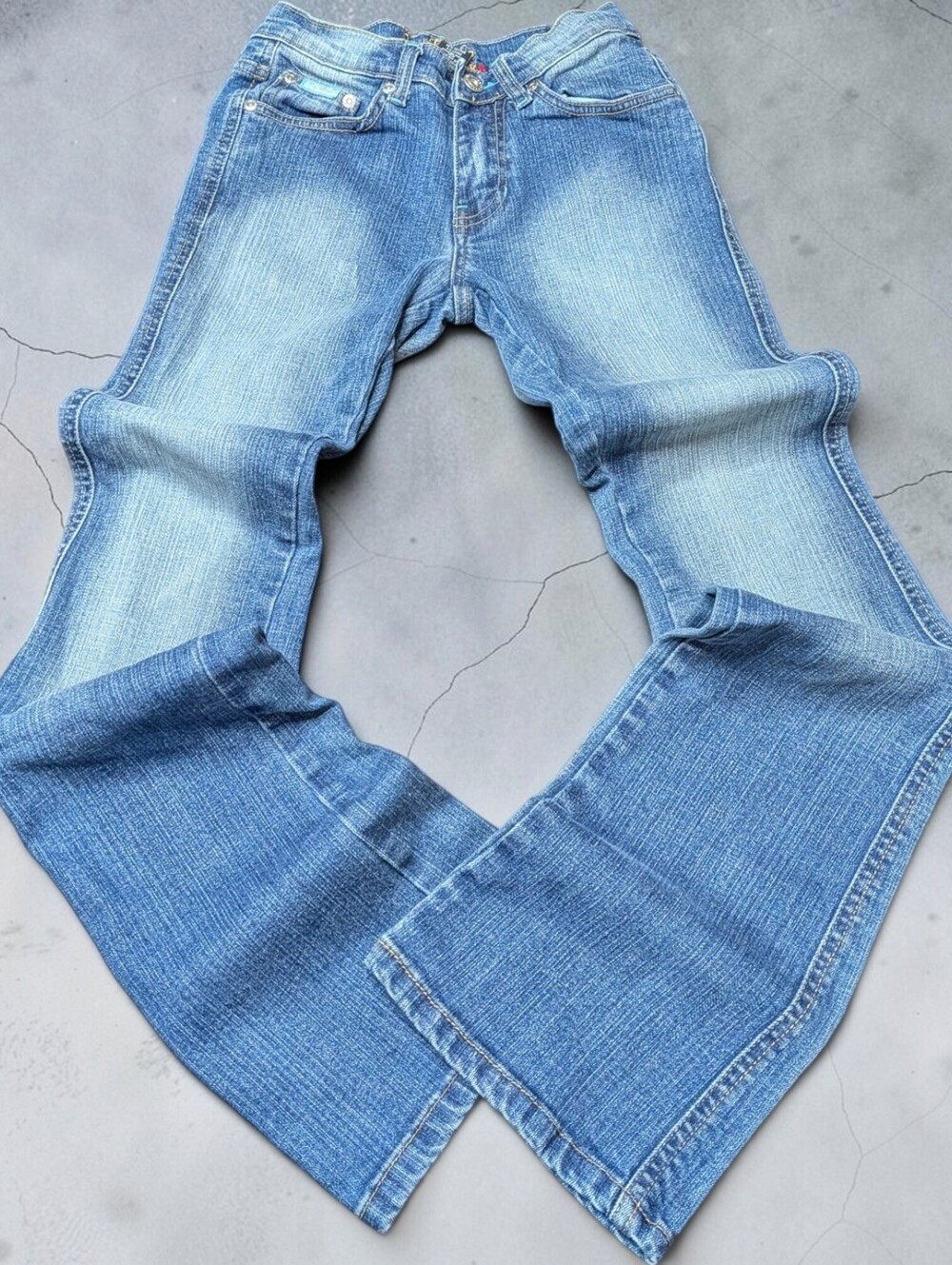 Y2K Southpole Low Rise Flare Jeans Size 1 Bootcut McBling Grunge 2000 Core Pants